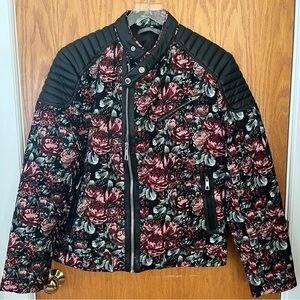 Zara Man Floral Biker Jacket with Quilted Design